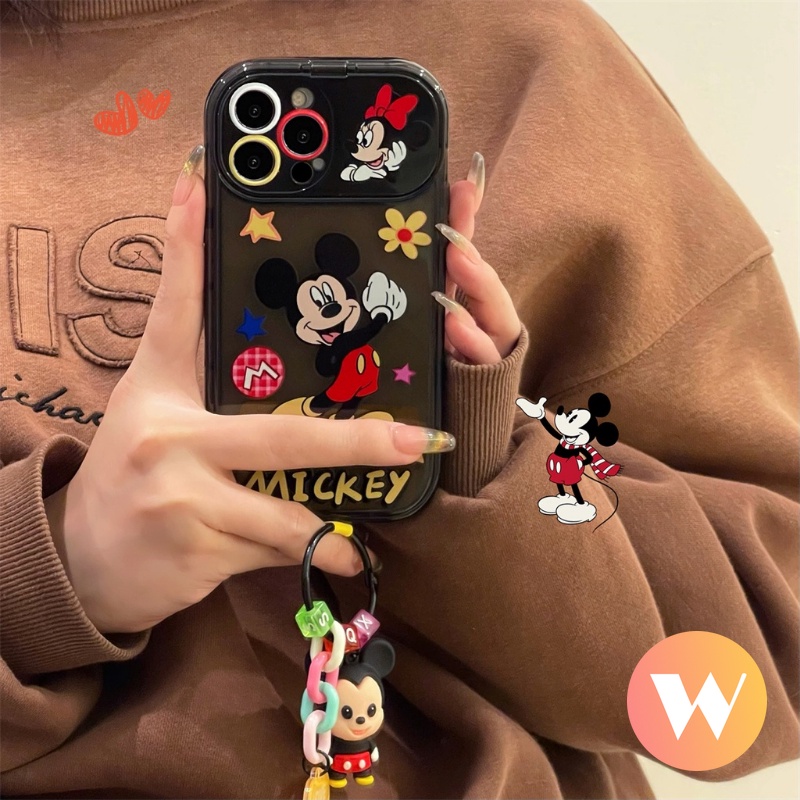 IPHONE Flip Make Up Cermin Kartun Disney Case Kompatibel Untuk Iphone11 13 14 12 Pro Max X XR 7 8 Plus XS Max SE 2020 Lucu Mickey Minnie Mouse Shockproof Lembut TPU Phone Cover