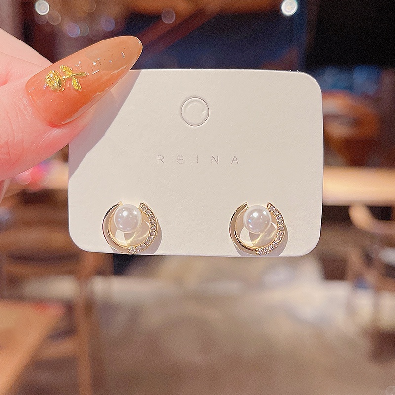 Anting Tusuk Mutiara Zircon Earing Emas Untuk Wanita Perhiasan Aksesoris Mewah