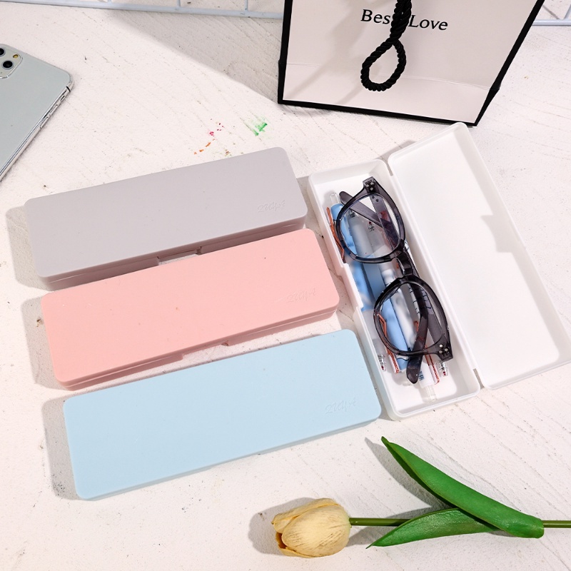 Diy Warna Solid Kotak Alat Tulis Sederhana Kotak Plastik Buram Pink Biru Putih Pensil Cases Pulpen Wadah Penyimpanan Desktop Stationery Kosmetik Kotak Penyimpanan Perlengkapan Alat Tulis Siswa