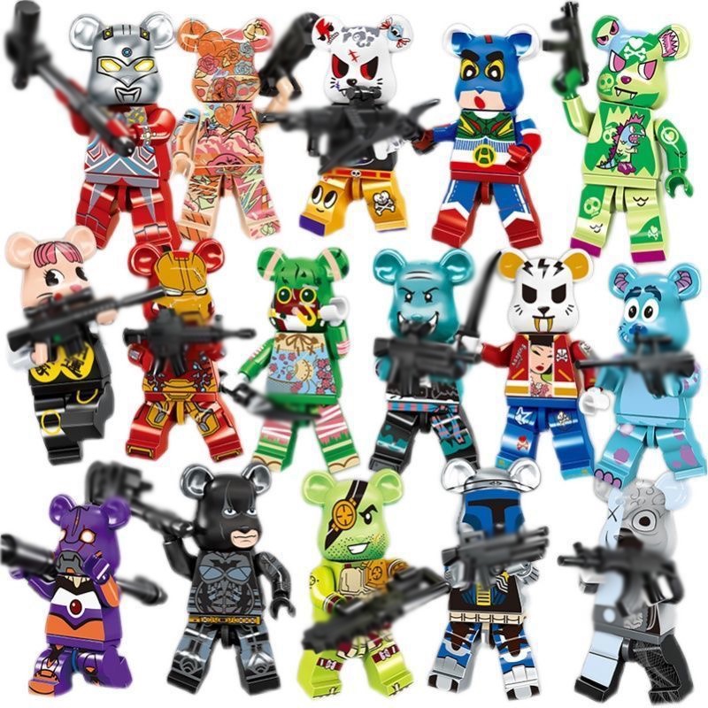 Brickbear Boneka Mini Beruang Baja Beruang Berambut Beruang Bat Bear Beruang Perang Bear Dynamic Super Bear Puzzle Rakitan Blok Bangunan Mainan