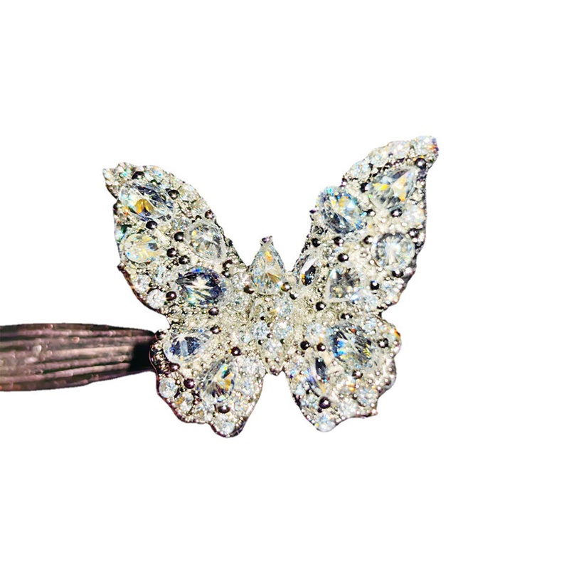 Perhiasan Desainer Mewah Cincin Desain Kupu-Kupu Lucu Micro Hias Berlian Zirkon Pernikahan Pertunangan Cincin Untuk Wanita