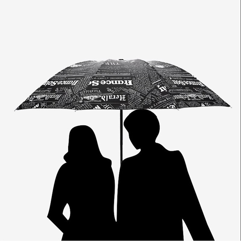 Payung Lipat Motif Koran Retro Foldable Umbrella Newspaper Style Kreatif Penggunaan Ganda Lipat Tiga Pria Wanita Mode Siswa Hadiah Payung