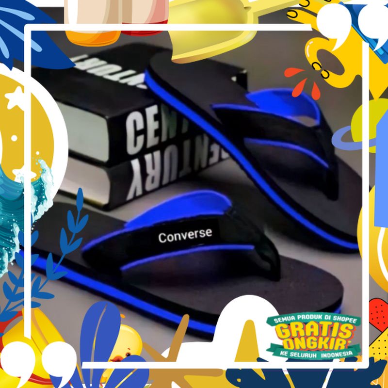 Sandal Jepit Pria Casual/ Sandal Distro Trendy/ merah putih biru polos