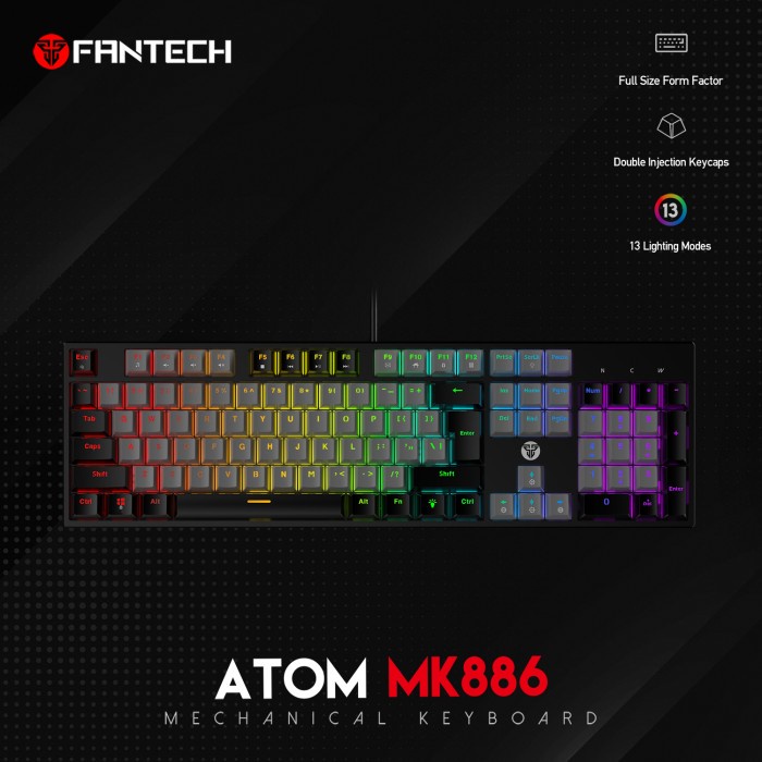 Fantech ATOM Fullsize MK886 Keyboard Mechanical Gaming 104 Keys