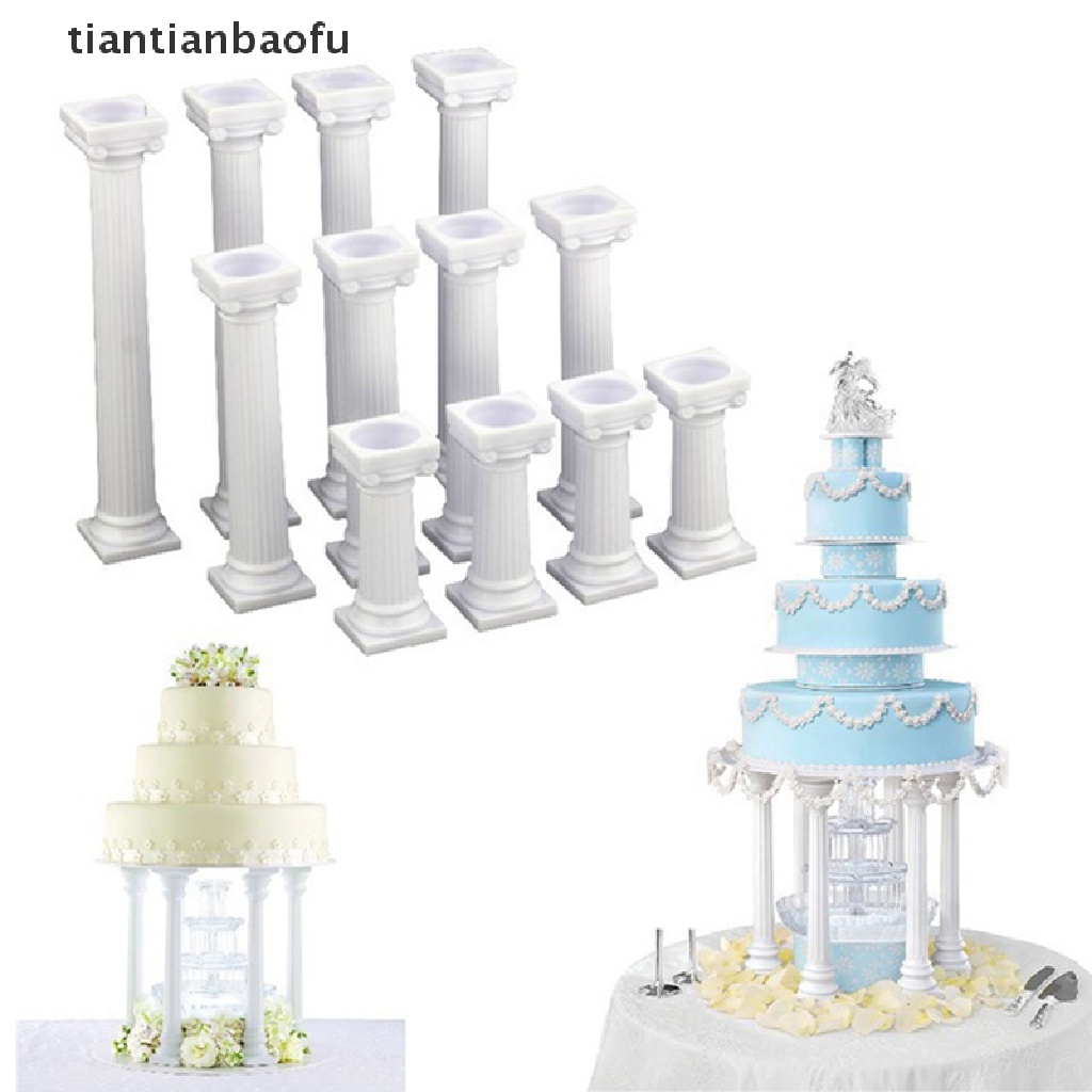 [tiantianbaofu] 4pcs/set Kolom Romawi Kue Tiered Stand, Fondant Kue Pemisah Tingkat Dukungan Butik