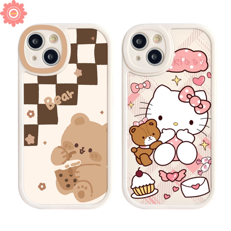 Redmi 12C 10 9T 10A 9 9A 10C 9C Redmi Note 11 10 10s 11s 10Pro 8 9 9Pro 9s 8Pro POCO X3 NFC Pro M3 Mi 12 11 Lite 11T Papan Catur Kartun Milk Tea Bear Cute Kitty Soft TPU Sarung