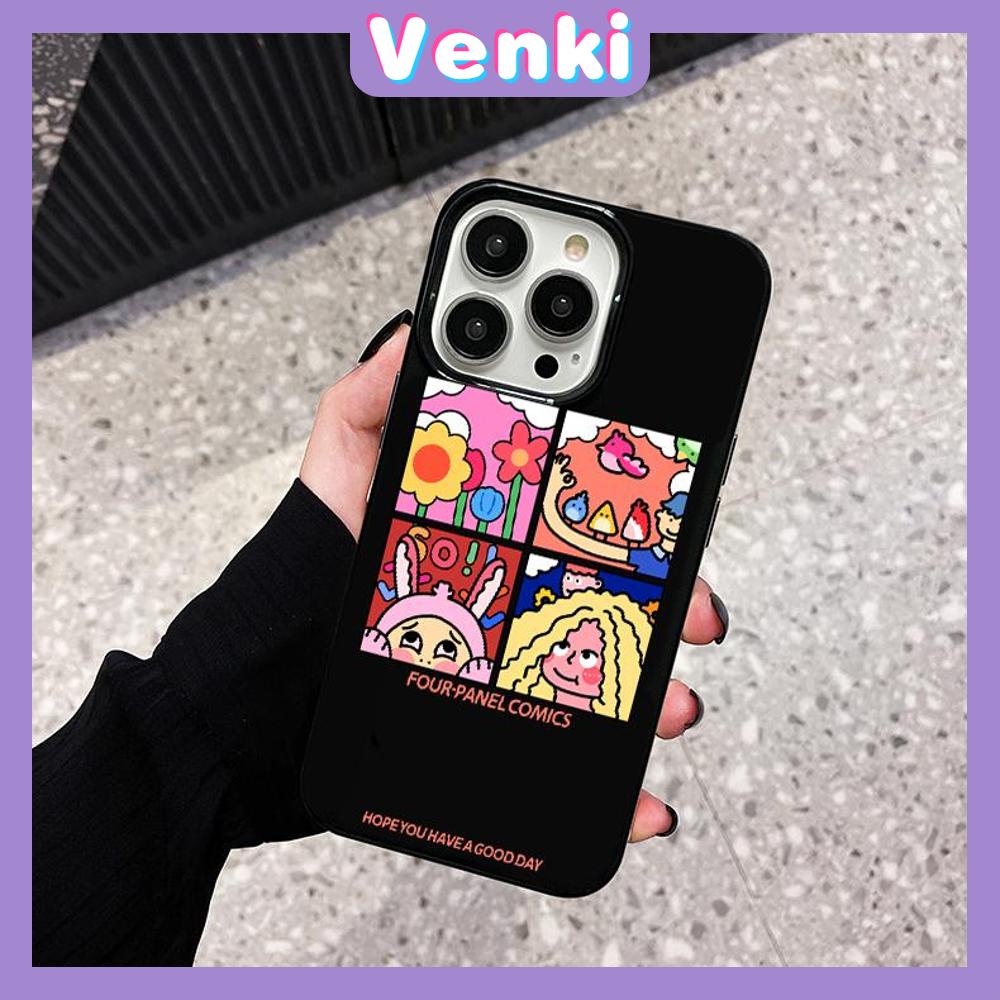 iPhone Case Soft TPU Glossy Black Candy Case Cute Four-panel Comic Camera Protection Shockproof For iPhone 14 13 12 11 Pro Max 7 8 Plus X XR