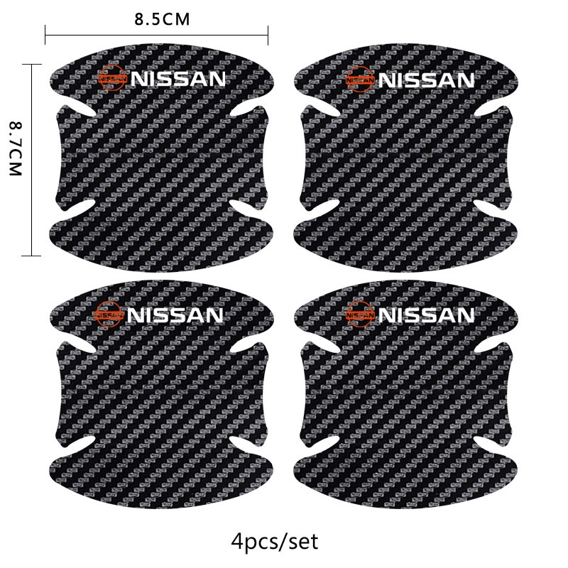 8PCS Car-styling Stiker Nissan Fiber Karbon Handle Pintu Mobil Dekorasi Aksesoris Elegan For March J