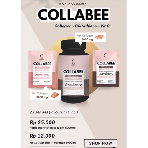 CHARLIS collabee collagen drink minuman beauty kecantikan skin kulit wajah tubuh muda anak remaja asli original termurah viral bpom pirt izin dinkes aman distributor resmi jerawat bekas mencerahkan anti aging kerutan garis halus noda dark eye