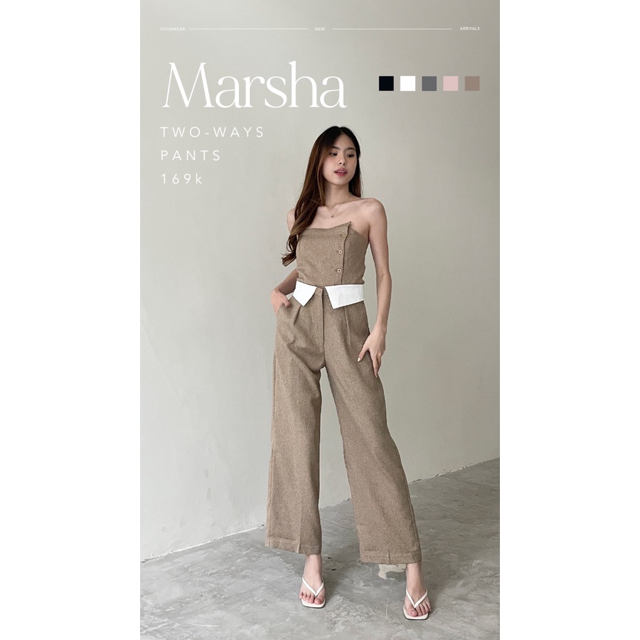 Marsha Two Ways Pants - Ocha Wear  High Waist Cullote with Collar
