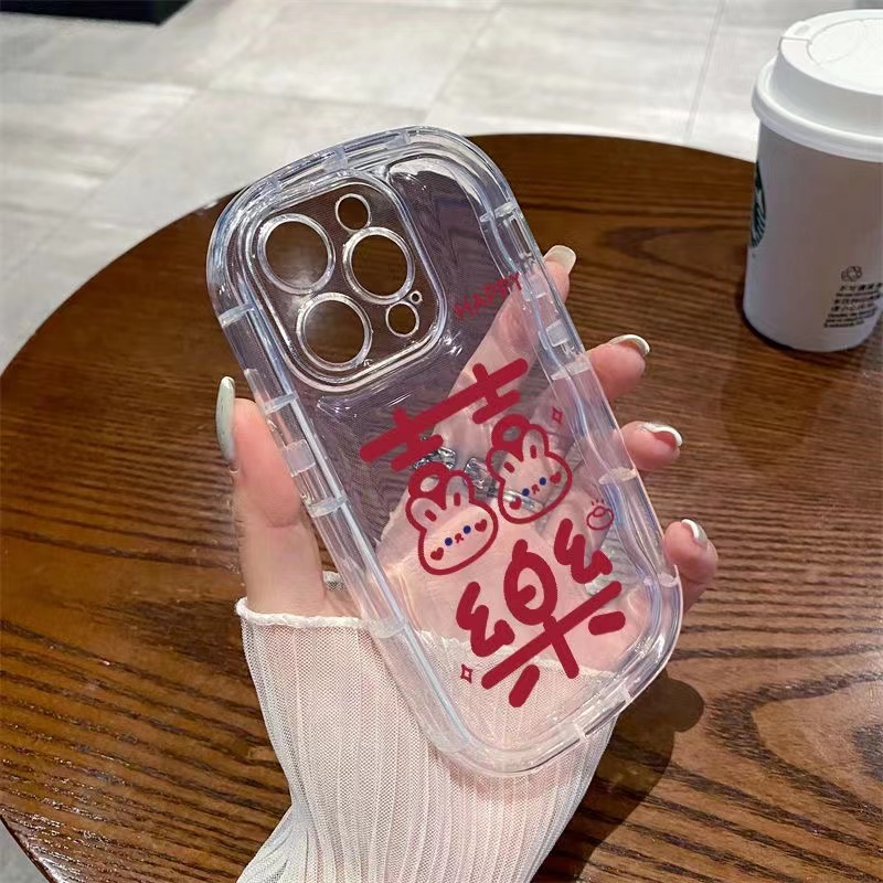 IPHONE Happy Shockproof Phone Case Kompatibel Untuk Iphone13 11 14 12 Pro XS Max X Xr7 +8 Plus Lembut Transparan Casing TPU Silikon Cover