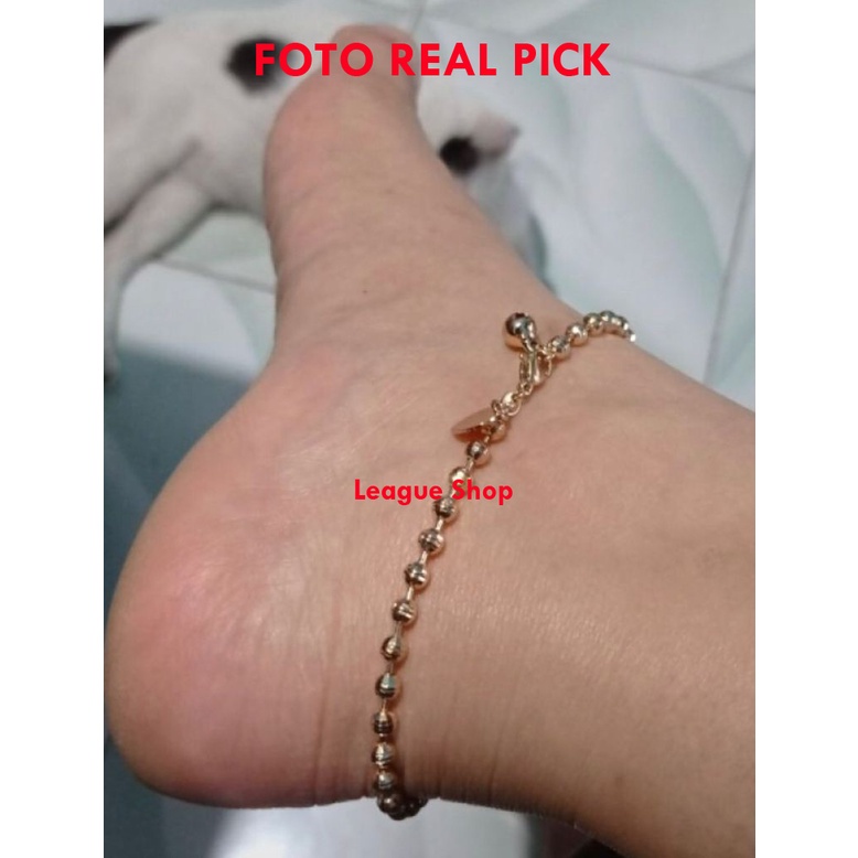 Gelang kaki wanita Kekinian motif biji lada gold mewah titanium Gold terbaru anti Karat dan Luntur