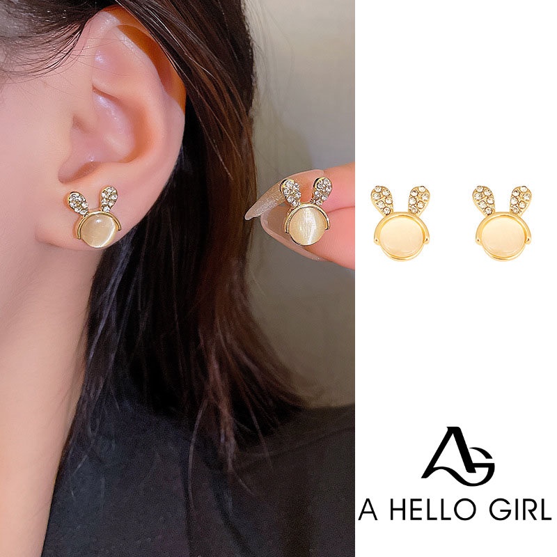 Ins Cahaya Mewah Fashion Berlian S925 Silver Needle Opal Stud Anting Untuk Wanita