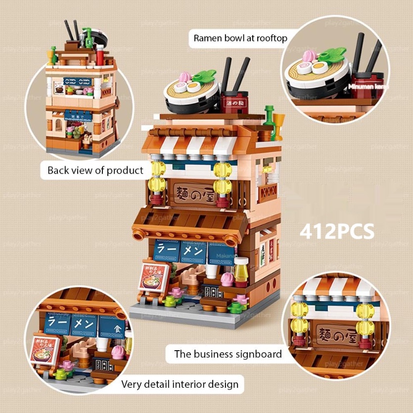 【COD】JAPAN Street Mini - SHOPPING STREET SERIES ( 1653 - 1656 ) Building Block Brick DIY Blok Mainan Blok Bangunan Laki-laki Hadiah