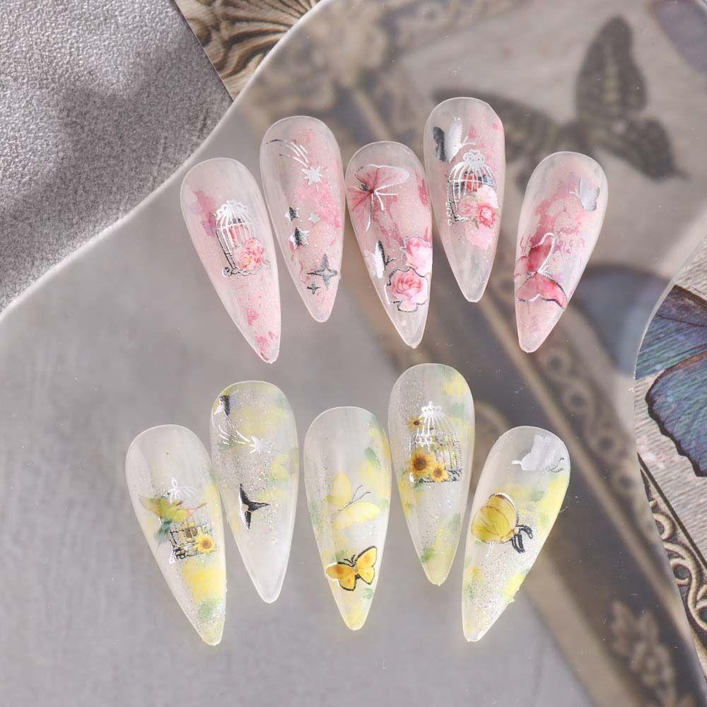 Mxbeauty Stiker Kuku Kupu-Kupu Sweet Love Heart Bintang Bronzing Butterfly Nail Dekorasi