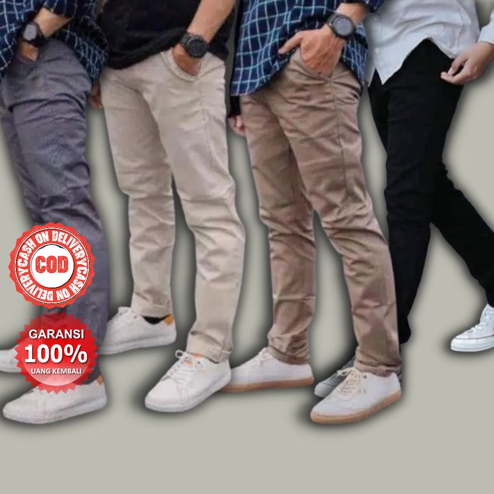 PROMO COD Celana Panjang Reguler Chino/Cino/Chinos Pria/Cowok Standar Celana Panjang Chino Pensil Pr
