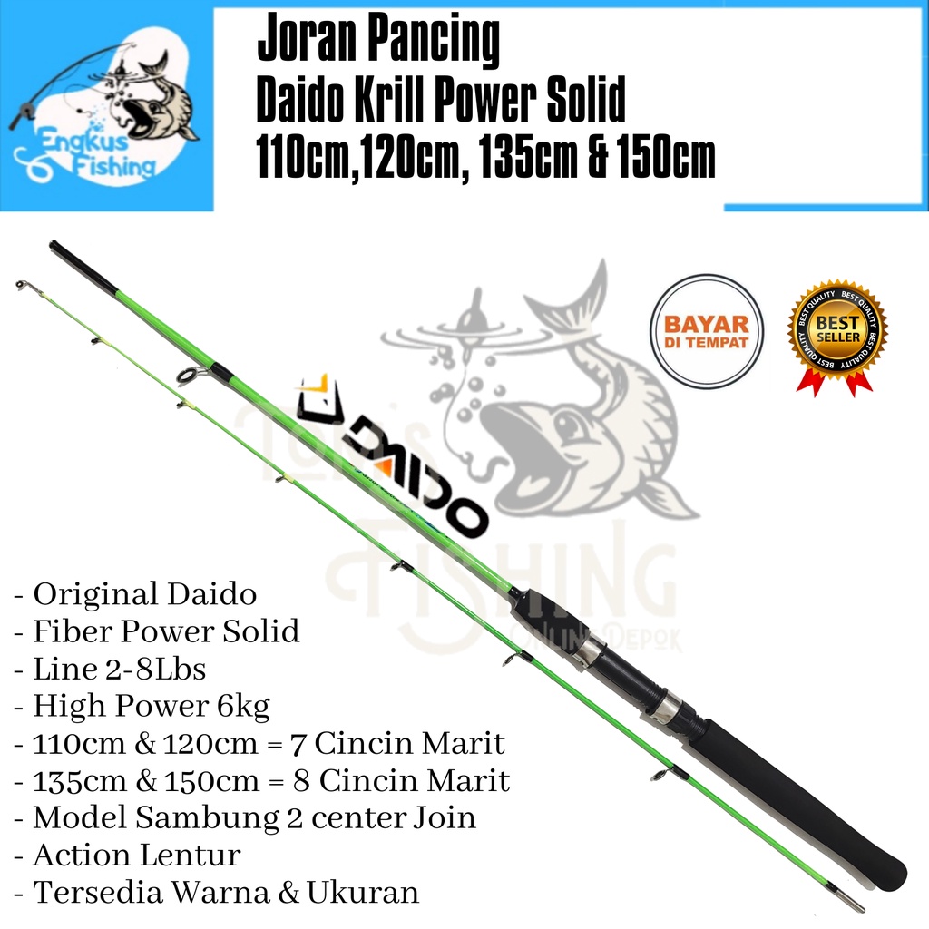 Joran Pancing Daido Krill 110cm - 150cm (2-8lbs) Ultra Light Fiber Solid - Engkus Fishing