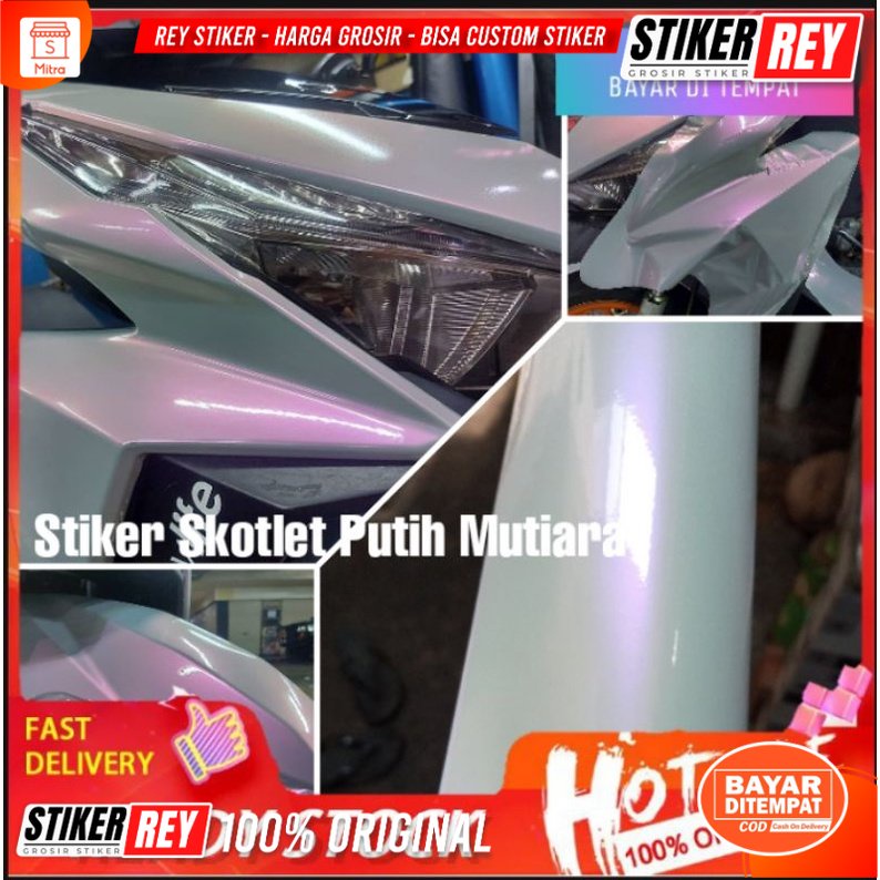 Stiker Putih Mutiara Skotlet Putih Mutiara L50cm Skotlet Bunglon Scotlet Putih Glossy