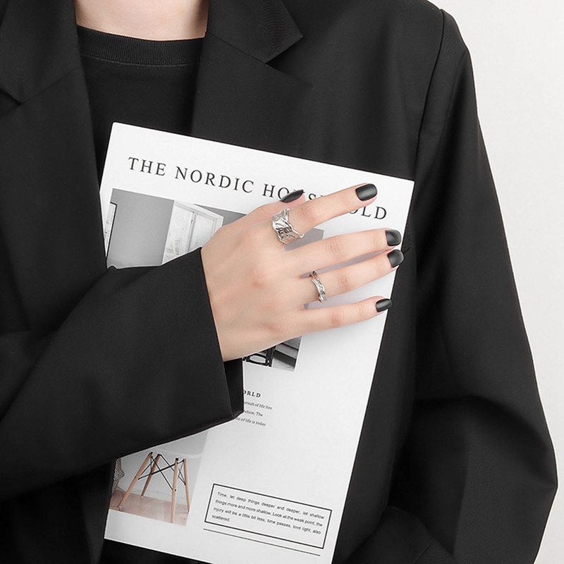 Mencegah Alergi Cincin Kawin Warna Perak Baru Kreatif Geometris Handmade Aksesoris Perhiasan Hadiah