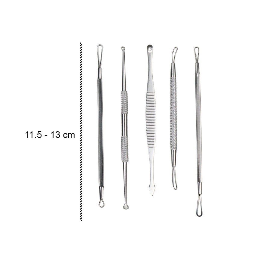 (UMU SUPPLIER) FACE CARE STAINLESS STEEL SKIN ACNE PIMPLE REMOVER KIT 5 PCS JERAWAT