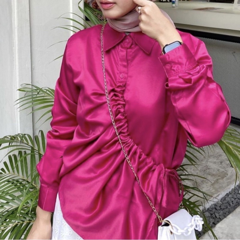 SILFA KEMEJA SERUT / Vizqya Blouse / Top Shirt Serut Wanita Terlaris / Kemeja Wanita Lengan Panjang 