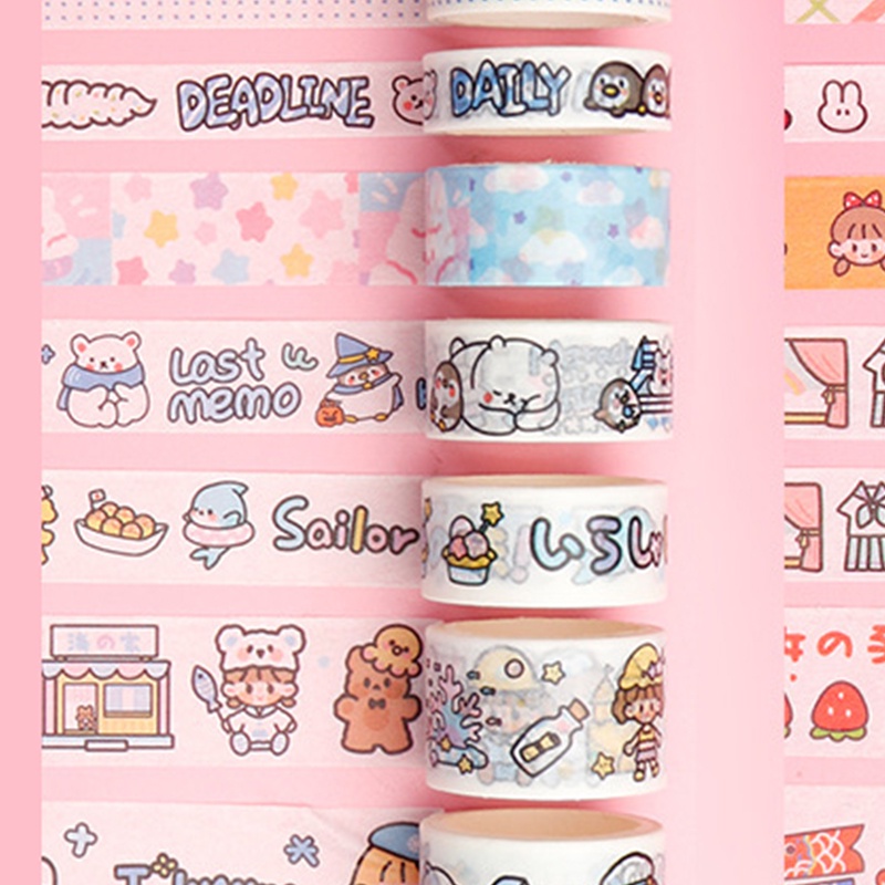 20roll Kartun Multi-Pola Washi Tape Gift Box Packaging Stiker Selotip Dekoratif