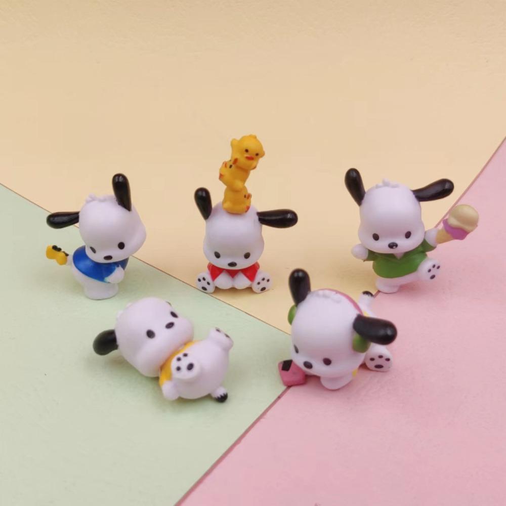 Lanfy Pochacco Action Figure Jepang Anak Hadiah Dekorasi Mobil Anime Figure Mainan Anime Peripheral Collection Hadiah Dekorasi Kue Gambar Kartun Anjing Anime