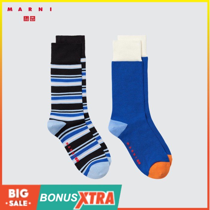 Kaos Kaki Uniqlo HEATTECH Kaos Kaki 2 Pack MARNI (Garis) 457948 Ori