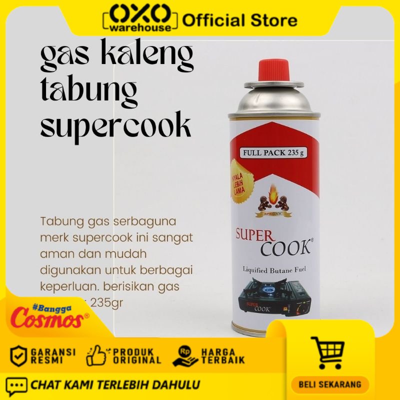 Gas Cartridge Super Cook 235 gr/Gas Portable/Gas Kaleng Super Cook 235 gr