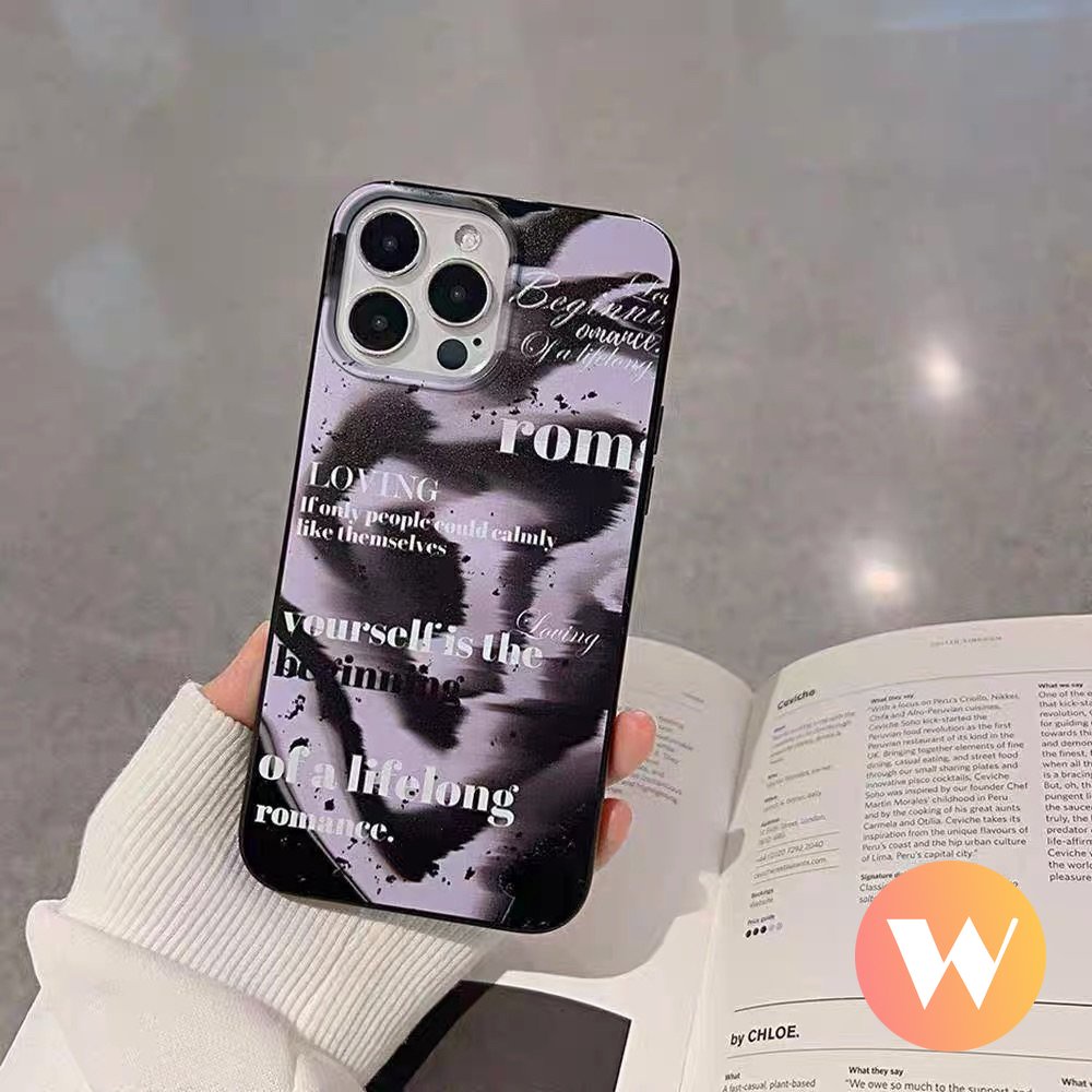 Alphabet Glossy Halus Case Kompatibel Untuk IPhone 7Plus 11 14 13 12 Pro Max XR X XS Max7 8 Plus SE 2020 Fashion Halo Dyed Cat Air Shockproof Soft Cover