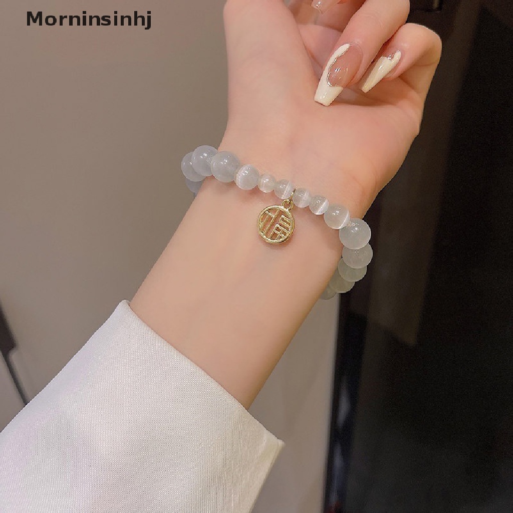 Mornin Perhiasan Wanita Gelang China Fu Ch Beads Strand Stretch Rope Imitasi Giok Gelang Kristal Beads Bangle id