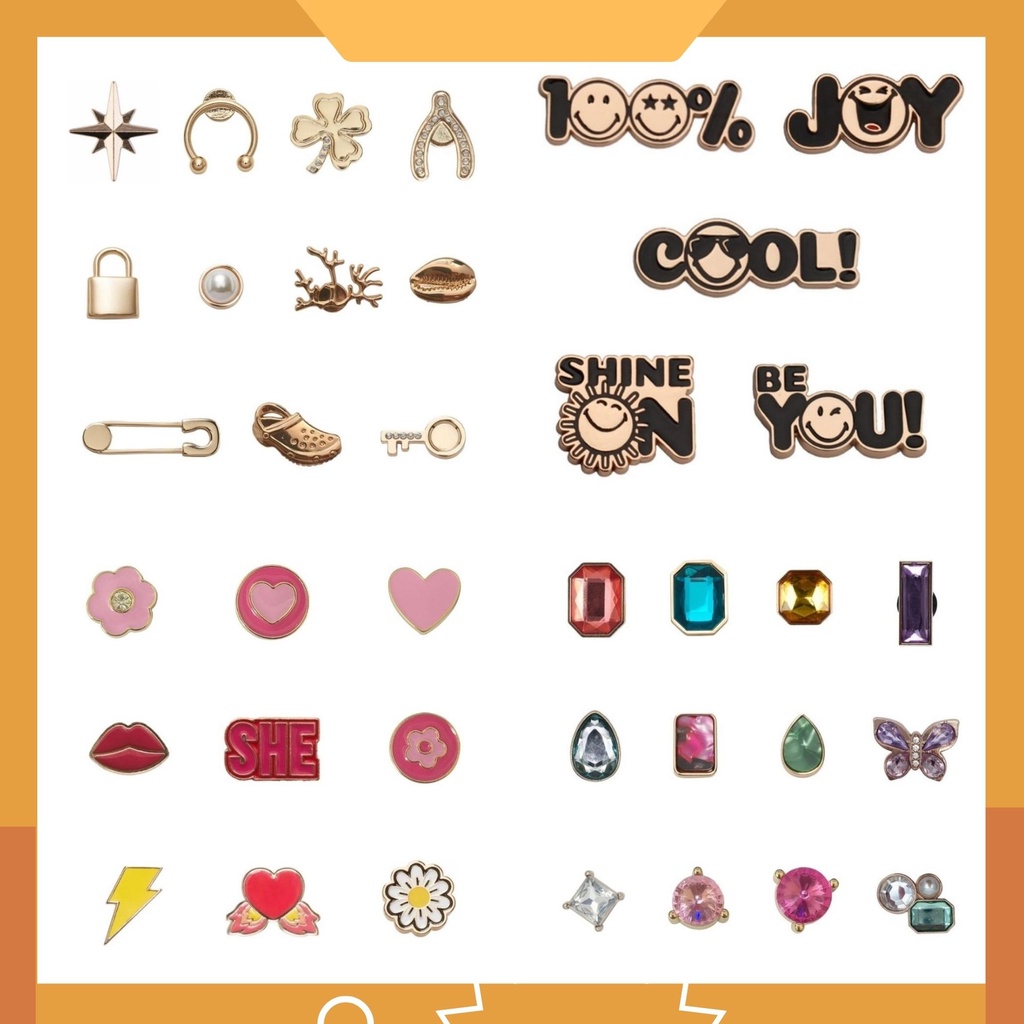 @shinydiy Crocs DIY Charm Aksesoris Sepatu - High Quality Metal Suit Series Jibbitz | asesoris wanita｜Otentik resmi