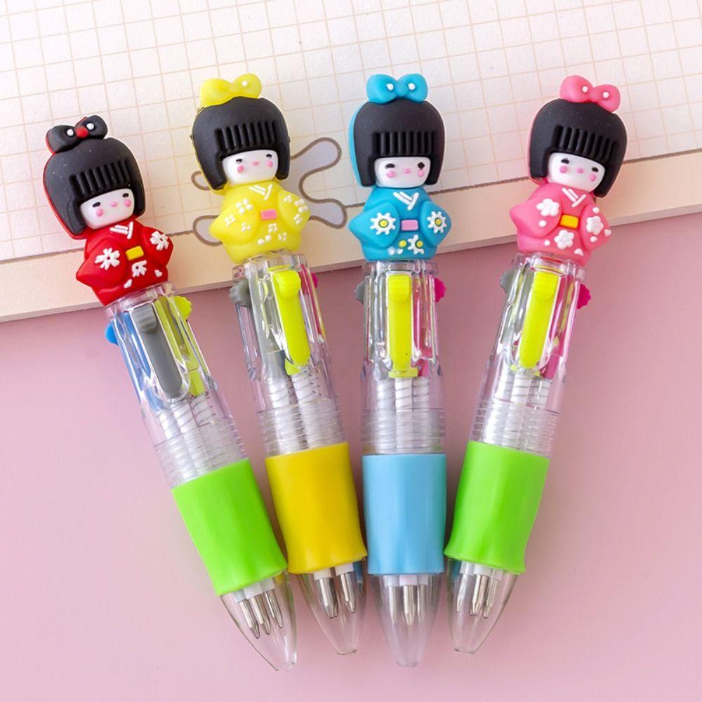 [Elegan] 4warna-warni Pulpen Mini Kartun 0.7mm Tahan Lama Cepat Kering Multifungsi Menulis Pena Gambar