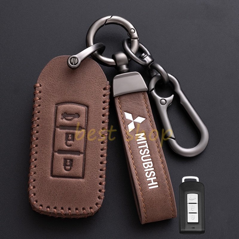 For Mitsubishi Outlander ASX Colt LANCER Pajero Sport Leather Car Key Case Protection Cover Smart Remote Control Keyless