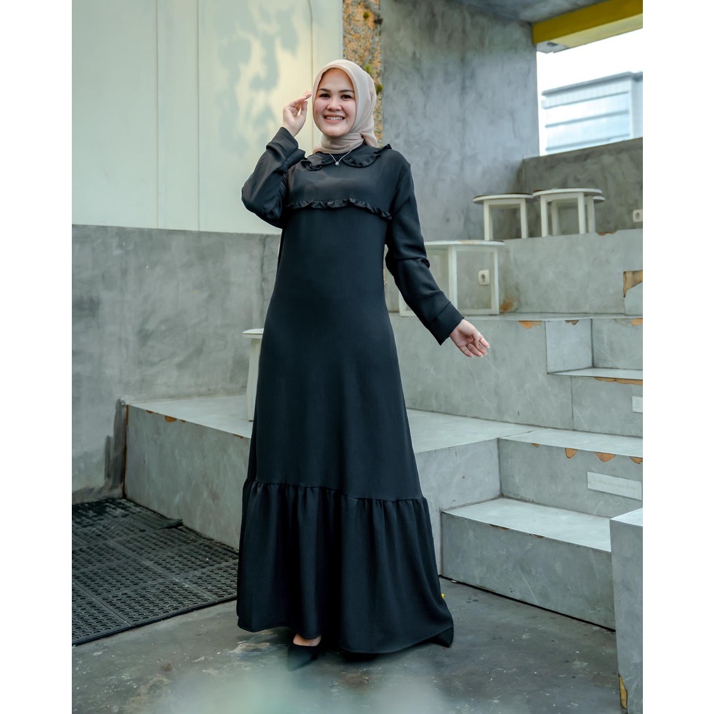 Amira dress / Gamis crinkle lengan panjang