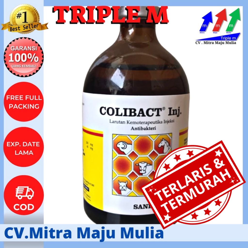 Colibact injeksi 100 ml Obat Antibiotik Hewan Diare Batuk Pilek Sanbe