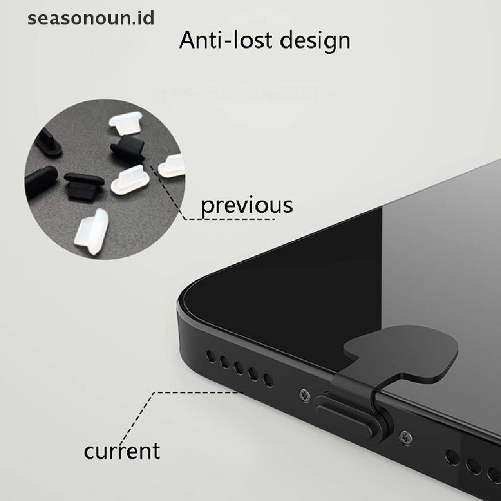 Seasonoun 6Pcs Cocok Plug Debu Luminous Anti Hilang Untuk Tablet IOS Tipe C Silikon Dustplug.
