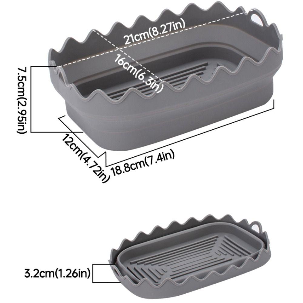 Solighter Air Fryer Silicone Pot New Rectangle Basket Mat Baking Tray