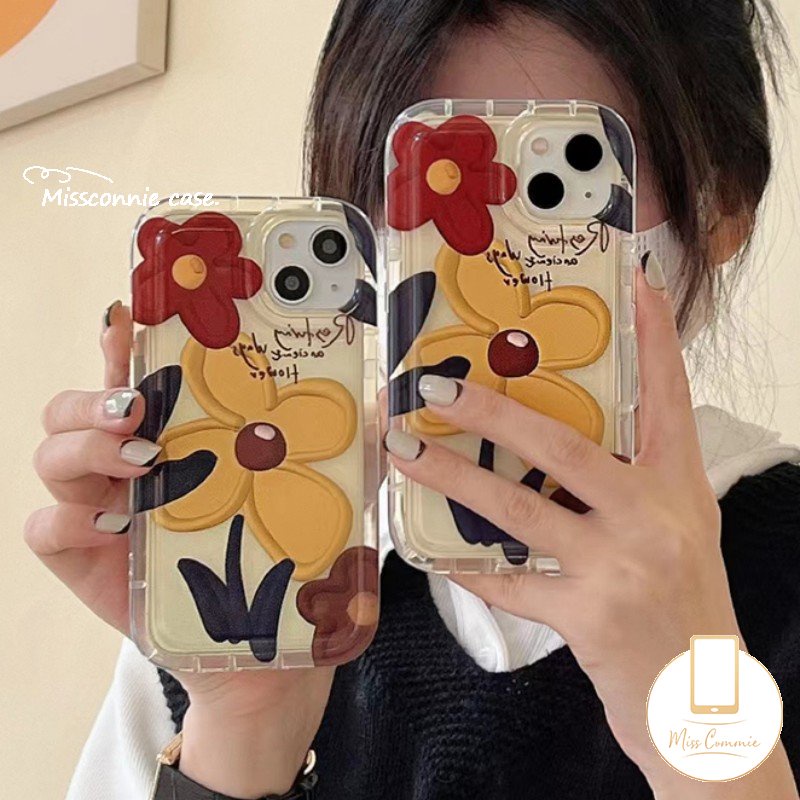 Airbag Shockproof Case Untuk Redmi 12C 10C 9 10 A1 10A 9A 9T 9C NFC Redmi Note10 9 11 10s 11s Note8 Note11 POCO F4 Ins Korea Spring Oil Painting Flowers Soft Tpu Phone Cover