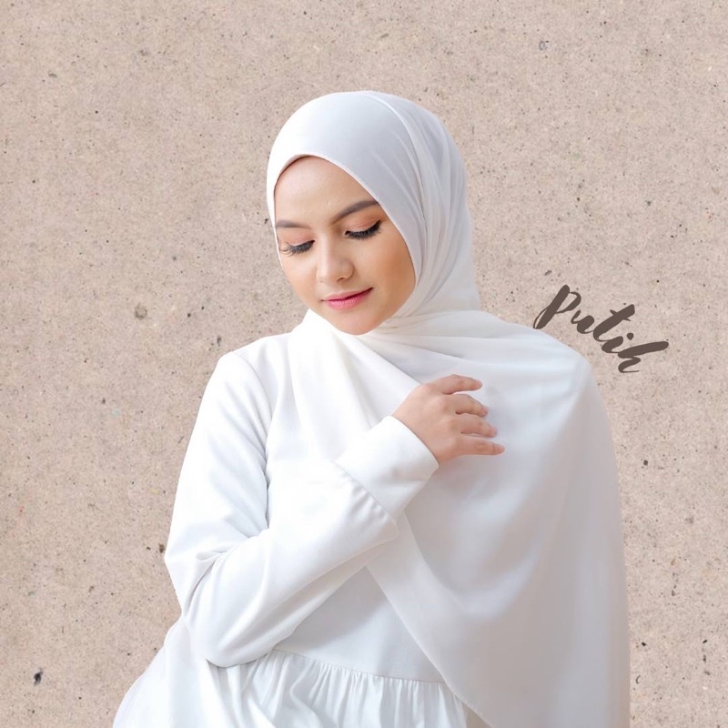 Hijab Jilbab Pashmina Ceruty Baby Doll  Premium Terbaru 2023 By Mardhatillah Warna putih bersih - wh