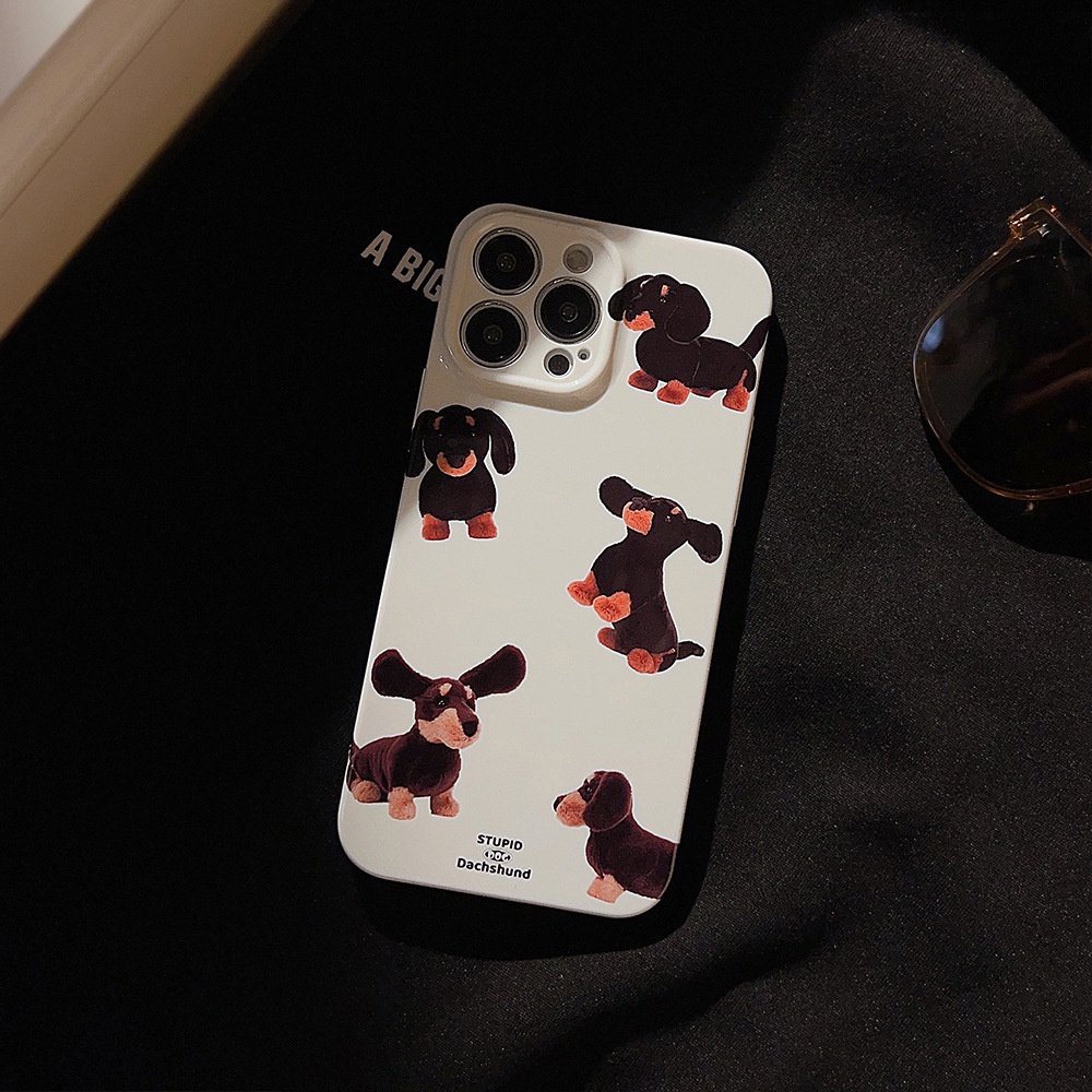 Lucu Creamed Dachshund Dog Kartun Hard Shell Film Fotografi Case Untuk Iphone SE 2020 7 /8 Plus 14xx XR XM 11 12 MINI 13 PRO MAX Casing Cover Pelindung AT0083