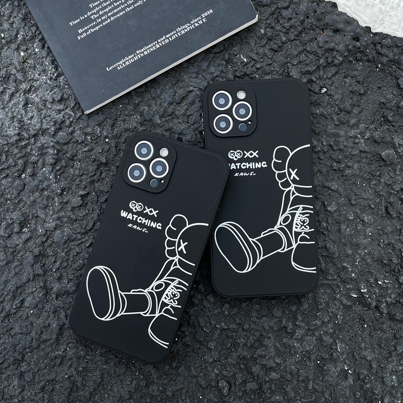 【XX KAWS】Soft Case IP IPhone 7 8 Plus 7+ 8+ X XR XS Max 11 12 13 14 Pro Max SE 2020 Black Case for Men Man missconnie