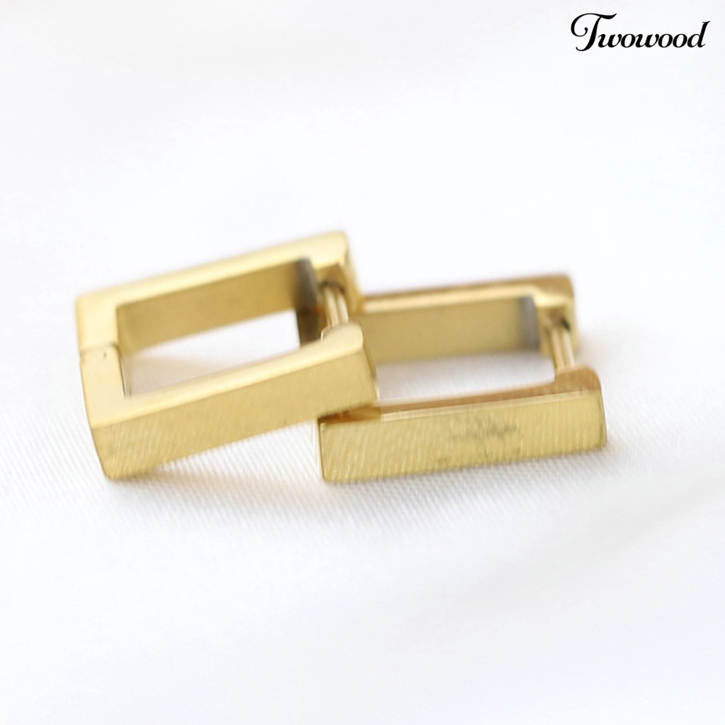 Twowood 1pasang Anting Hoop Bentuk Geometris Gaya Eropa Dan Amerika Electroplating Simplicity Charming Decoration Fade-Proof Titanium Steel Square Hoop Earrings