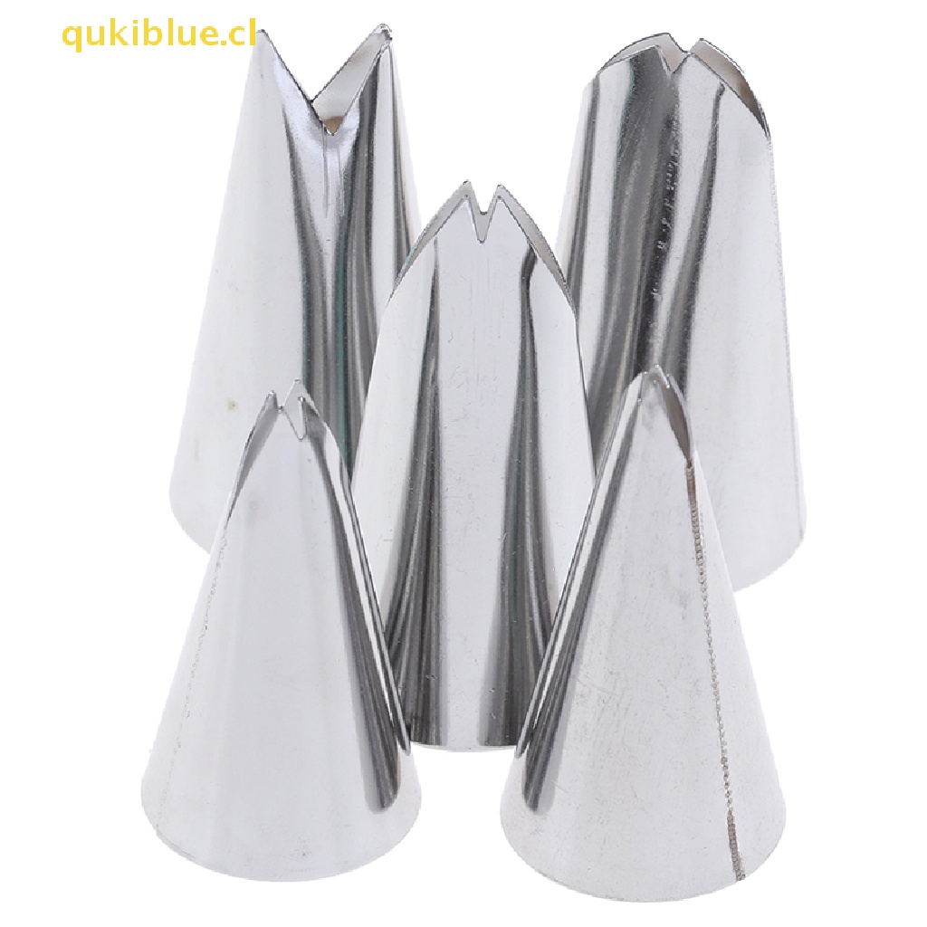 Qukiblue 5pcs Set Daun Nozel Stainless Icing Piping Pastry Tips Untuk Dekorag Kue cl