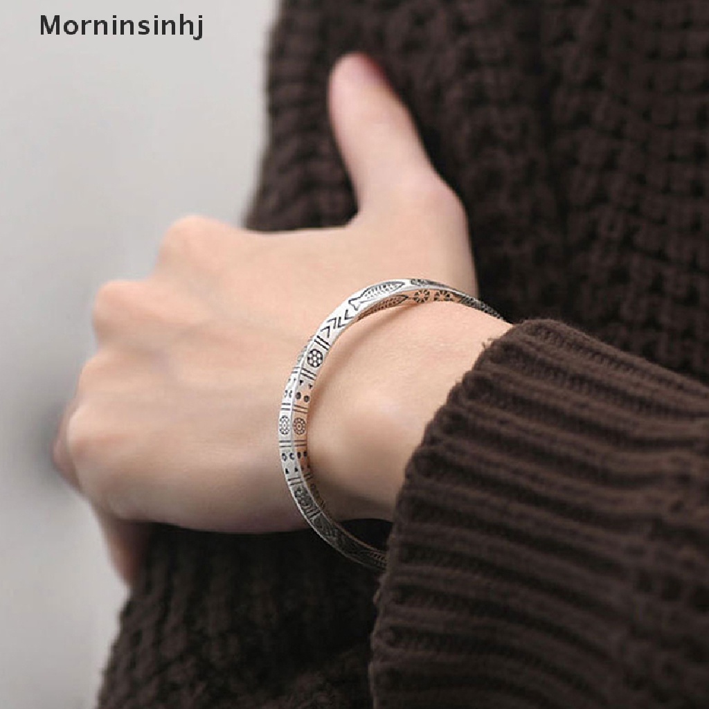 Mornin Vintage Stainless Steel Bangle Untuk Pria Wanita Mobius Memutar Cuff Gelang Unisex Kasual Pulseira Gents Perhiasan Mobius Cincin Totem Gelang id