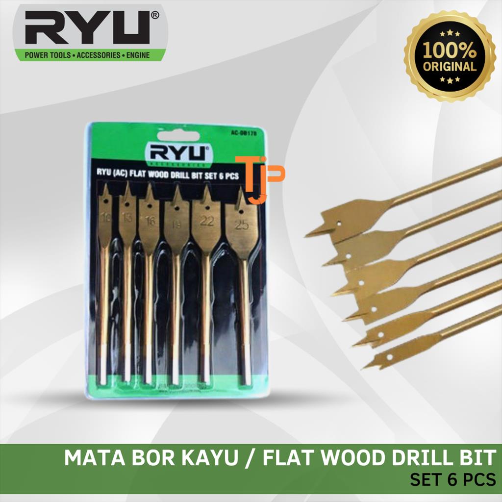 RYU MATA BOR KAYU SET  6 PCS / FLAT WOOD DRILL BITS SET