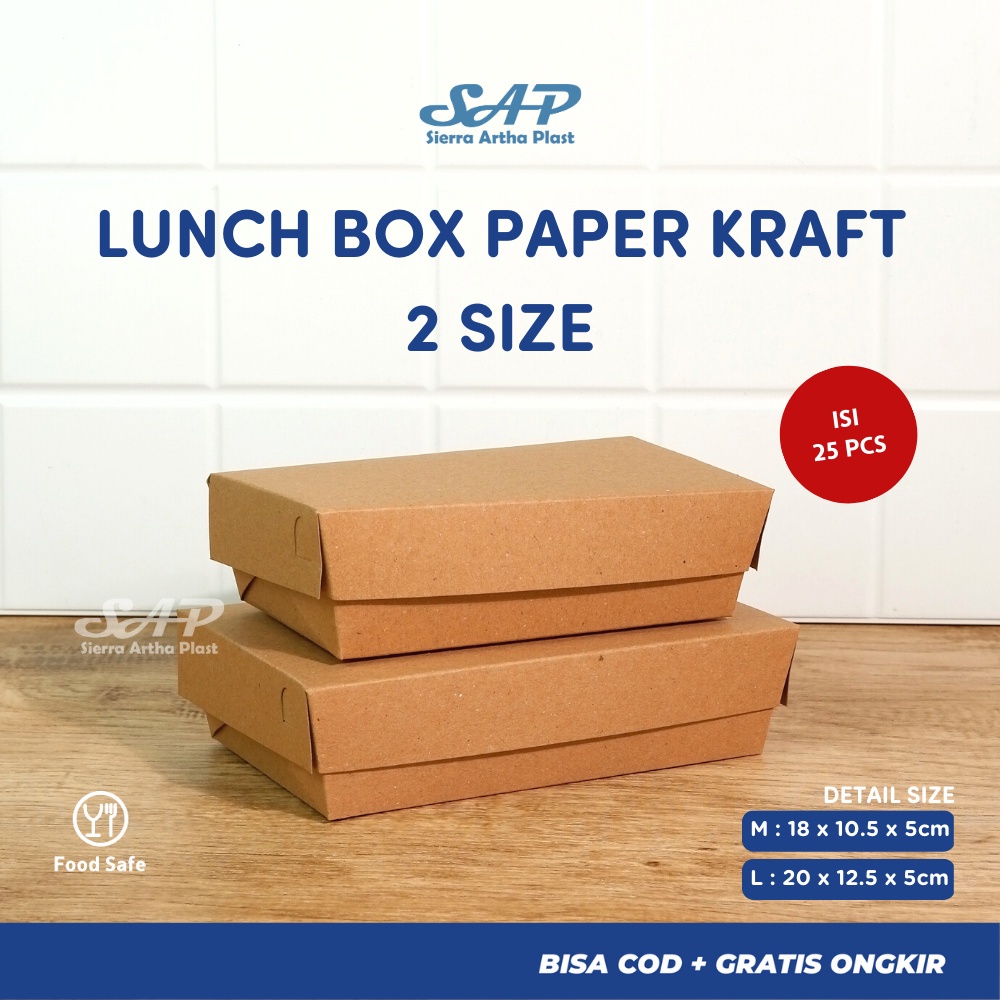 Lunch Box | Paper Lunch Box | Lunch Box M | Lunch Box L | Paper Kraft Lunch Box | Lunch Box 25 pcs