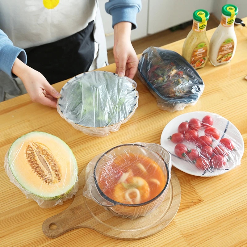 Dampproof Portable Disposable Food Film Cover Tas Penyimpanan Buah Sayur Bungkus Transparan Elastis Tutup Makanan Tahan Debu Reusable Kitchen Fridge Food Fresh Keeping Saver Bag