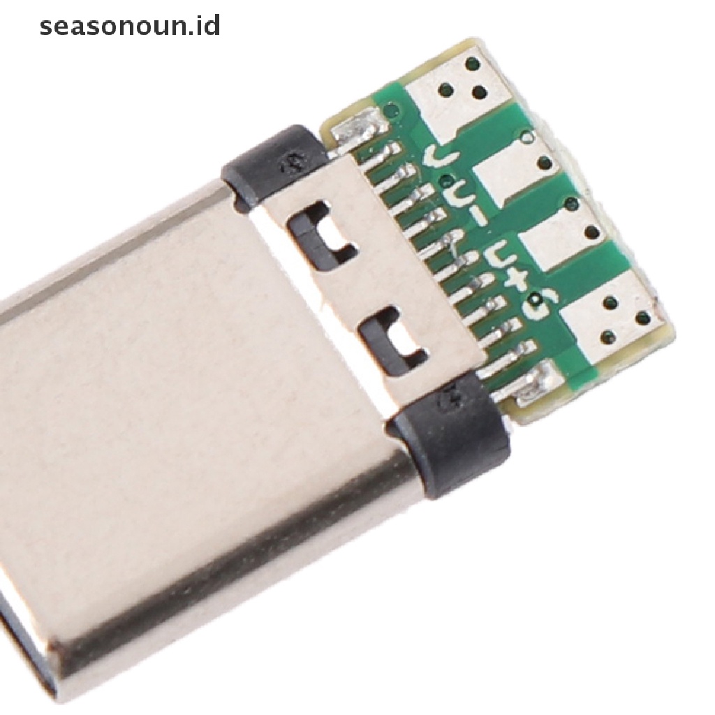 Seasonoun 5Pcs USB 3.1 Type C Male DIY Solder Plug Konektor Socket Papan PC Terpasang.