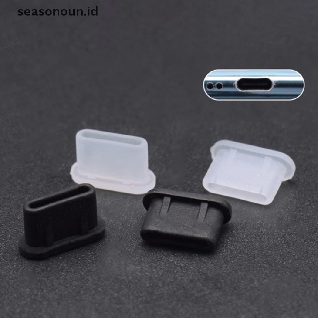 Seasonoun 10PCS Plug Debu Tipe-C USB Charging Port Protector Penutup Silikon Untuk Aksesoris Telepon.